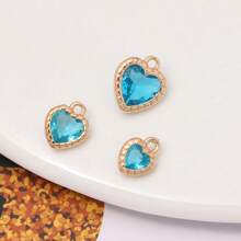 1 pieza/4 piezas/6 piezas Colgante con borde en forma de corazón y circonita, Colgante con dije colorido para pulsera DIY, collar, decoración de joyería