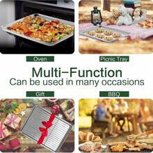 2pcs Stainless Steel Baking Tray With Rack Set, Cookie Sheet, Thickened Edges, Heavy Duty, Anti-Rust, Easy To Clean, Oven Friendly, For Home Baking, Outdoor Picnics, Camping, Suitable As Christmas Gifts, Graduation Party Supplies - Multicolor - View 9