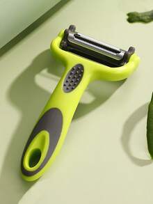 1件可旋转不锈钢刀片蔬菜削皮器，厨房不锈钢去皮削皮器，旋转多功能三面瓜刨，土豆削皮器，苹果削皮器，胡萝卜削皮器，黄瓜切片器，三合一多功能削皮削皮器，蔬菜水果瓜刨，不锈钢削皮器去皮水果刀多功能土豆甘蔗刮刀刨削皮器