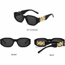 1 New Fashion Black And Gold Square Frame Sun Glasses Classic Retro Personality Men And Women Sun Glasses Street Shooting Perfect Travel Accessories  Glasses Suitable For Beach Vacation, Outdoor, Travel Sun Glasses Visor