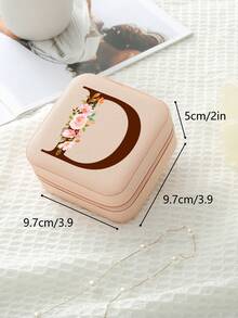 1pc Travel Jewelry Box,Monogram Gift Boxes,Bridesmaids Gifts Jewelry Case,Personalized Floral Jewelry Case,Travel Jewelry Box Wedding,Jewelry Box Necklace,Jewelry Box Earrings,Jewelry Box Mini,Travel Essentials Travel Accessories Travel Bag For Vacation Holiday Back To School School Stuff Jewellery Box Jewelry Organizer - Multicolor - View 11