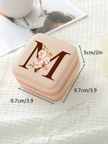 1pc Travel Jewelry Box,Monogram Gift Boxes,Bridesmaids Gifts Jewelry Case,Personalized Floral Jewelry Case,Travel Jewelry Box Wedding,Jewelry Box Necklace,Jewelry Box Earrings,Jewelry Box Mini,Travel Essentials Travel Accessories Travel Bag For Vacation Holiday Back To School School Stuff Jewellery Box Jewelry Organizer - Multicolor - View 16