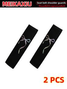 MEIKAXIU 1 par de hermosos cubrepinzas de cinturón de seguridad con lazo y brillo, de tela suave y nueva, decoración para el hombro, adecuado para mujeres - Paquete de 2 - Ver 18
