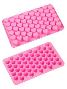 1 件心形设计 DIY 硅胶模具，55 格粉色硅胶模具，适用于 DIY