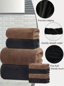 8pcs/Set [4pcs Hand Towels + 2pcs Face Towels + 2pcs Bath Towels] Coral Fleece Towel Set, Soft & Absorbent, Quick Drying, Suitable For Bathing, Face Washing, Kitchen, Bathroom, Travel And Outdoor Use Shower Towels For Beaty Salon, Hotel Sports,Home Essentials, Towel, Skin Care - Multicolor - View 8