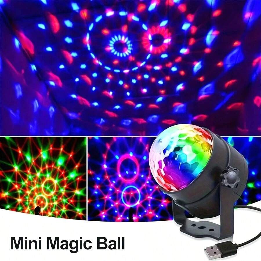 LED Crystal Magic Ball Light, USB Light, Colorful Stage Disco Party DJ Disco KTV Bar Flashing Atmosphere Light - Black - View 1