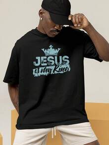 Camiseta Oversized Streetwear Jesus É Meu Rei Coroa Salvador REF 7215 VEST NERD - Preto - Visão 8