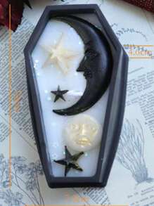 10 英寸万圣节棺材蜡烛 - 手工制作的鬼棍蜡滴蜡烛，大豆蜡芯，适用于万圣节装饰、圣诞派对、秋季家居装饰、幽灵房间装饰