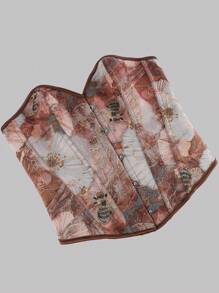 1pc Women Vintage Palace Style Stretchy Corset Top, Bee Jacquard Corset, New Boned Bandeau Crop Top For Special Occasions, Spring