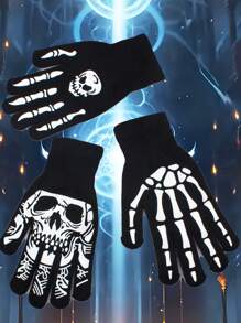 1 Pair, 2025, New, Halloween, Christmas, Men, Women, Skull, Bone Claw, Gloves, Outdoor, Cycling, Warm, Knitted Gloves