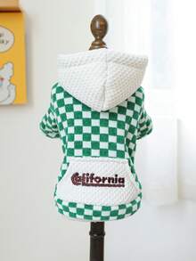 PETCIRCLE 1pc Pet Clothes, Dog/Cat Apparel, Small Dog/Puppy Outfit, Cute Pet Clothes, Small Dog/Cat Autumn/Winter Warm Comfortable Plaid Hoodie - Multicolor - View 6