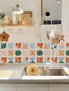 1 PACK Of 10PCS High-Transparency Crystal Film Tile Sticker, DIY Self-Adhesive Waterproof Tile Sticker, Kitchen Splash-Proof Tile Sticker, Easy To Tear And Stick, Beautiful Once Applied, Easy To Clean And Operate, Suitable For Home Decoration, Kitchen, Bathroom, Balcony, Rental House Renovation - Multicolor - View 4