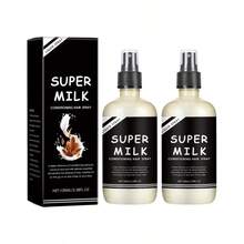 Super Milk Conditioning Hair Primer,Spray acondicionador sin aclarado, Hidratación suave, Suavidad y brillo, Spray acondicionador Volumen fresco (2 piezas) - Negro - Ver 1