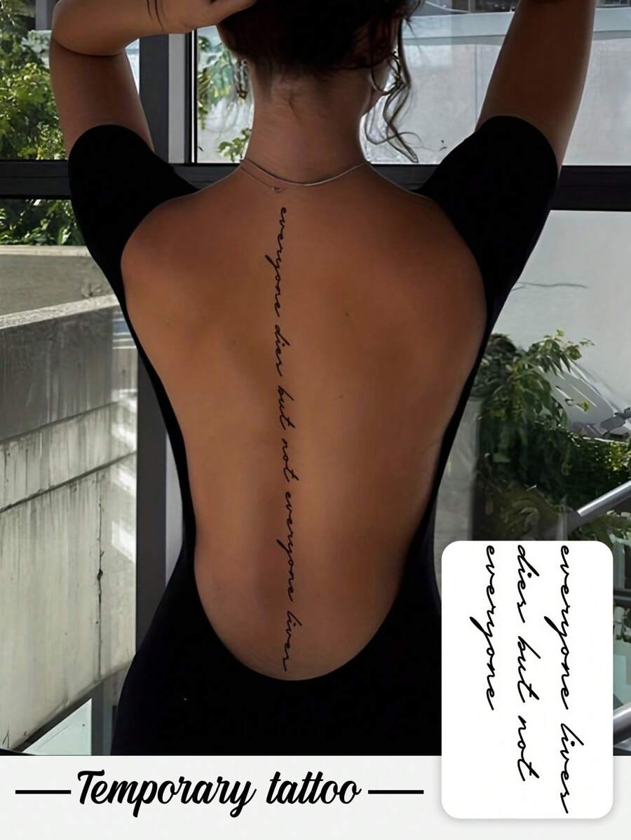 1-2 Motivational Quotes Realistic Temporary Tattoo Stickers, Suitable For Fashion Enthusiasts