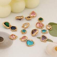 1 pieza/4 piezas/6 piezas Colgante con borde en forma de corazón y circonita, Colgante con dije colorido para pulsera DIY, collar, decoración de joyería