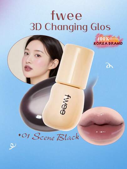 Fwee 3D Changing Gloss 01 Scena Nera, Rosa Cristallo, Beige Solare, Rivestimento Gelatinoso Rimbalzante, Lucentezza Acqua di Vetro, Sfocatura Linea Labbra, Potenziatore di Rossetto Sottostante, Soccorso Labbra del Deserto, Lunga Durata, Sguardi Cosmici, K-Beauty, Trucco Coreano, 5,6g/0,19oz