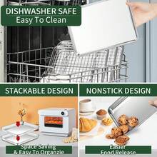 2pcs Stainless Steel Baking Tray With Rack Set, Cookie Sheet, Thickened Edges, Heavy Duty, Anti-Rust, Easy To Clean, Oven Friendly, For Home Baking, Outdoor Picnics, Camping, Suitable As Christmas Gifts, Graduation Party Supplies - Multicolor - View 6