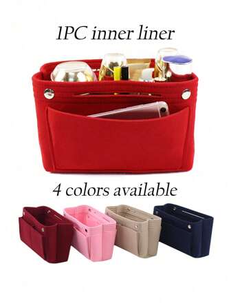 1PC Solid Color Inner Liner Bag Multifunctional Partition Storage Bag With Inserted Pockets And Multifunctional Travel Storage Lining Bag Back To School Supplies Back To School Essentials