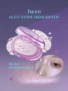 Fwee GLITZ STONE 高光粉 HL02 女英雄紫，3D立体石纹设计，丝绒慕斯质地，暖调珠光，打造3D水润光泽，轻拍上妆，高显色度，不飞粉，迷你粉盒，日常自然提亮，韩式彩妆，4.6克/0.16盎司 - HL02 HEROINE PURPLE - 查看 2