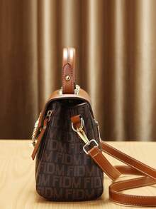 Fashion Letter Color Block Shoulder Bag & Handbag Set For Women - Coffee - View 5