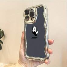 Funda para teléfono 1 pieza Diseño de TPU Teléfono ondulado galvanizado, evita el desgaste, transpirable, resistente al calor y al polvo, adecuado 11, 12, 13, 14, 15, 16 Plus Pro Promax XSMAX X/ XS - Plateado - Ver 5