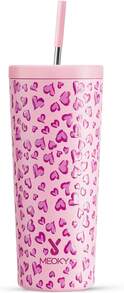 24 Oz Insulated Tumbler With Lid And Straw, Stainless Steel Vacuum Insulated Tumbler, Keeps Cold For 24 Hours, 100% Leak Proof, Fits In Car Cup Holder (Kiss) - 愛 - 查看 1