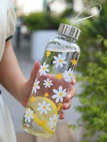 1 件 550 毫升蝴蝶结/雏菊透明便携式塑料水瓶，防碎，可爱，简约透明饮水瓶，适合旅行返校用品 - 彩色 - 查看 14