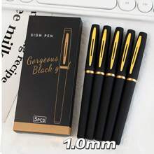 10 支黑色和金色圆珠笔 - 0.5 毫米/0.7 毫米/1.0 毫米细笔尖，大容量，适合办公室使用，黑色哑光笔适用于书写、签名、考试（随机包装） - 彩色 - 查看 2