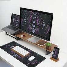 BHJLAXR Mystic Moon Phases & Floral Design Large Mouse Pad - Non-Slip, Stitched Edge Desk Mat For Gaming And Office Use, 31.4x15.7 Inches