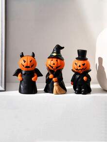 1pc New Halloween Pumpkin Man Holiday Party Home Desktop Decorations, Ghost Figurines, Resin Small Ornaments