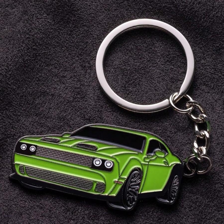 Dodge Challenger Keychain - Premium SRT/SXT Key Chain Accessories - Stylish Car Keys Holder For Challenger Enthusiasts - 綠色 - 查看 1