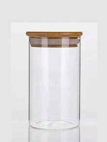 Bộ 4 hộp thủy tinh đựng thực phẩm có nắp tre, lọ thủy tinh trong suốt kín khí đựng trà, gia vị, đậu, dưa chua, có thể rửa bằng máy rửa chén - Hộp đựng mì ống cỡ lớn 1400ml - Trong sáng - Xem 16