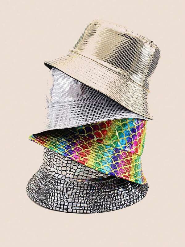 1pc Unisex Printed Bright Colored Double Sided Fisherman Hat For Women, Suitable For Casual Outings, Street Style And Sun Protection