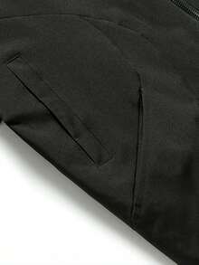 Teenage Casual Outerwear, Plain Color Sporty Design With Ribbed Cuffs & Hem, Side Pockets, Baseball Collar Jacket, Suitable For Outdoor Activities In Spring & Autumn