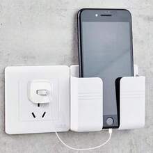 Mobile Phone Charging Stand, Wall-Mounted Storage Rack, Home Bedside Fixed Mobile Phone Charging Stand - White - View 1