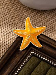 1 Peça Broche de Estrela do Mar Esmaltado Fashionável, Acessório Feminino de Estilo Tropical de Verão com Elemento Oceânico