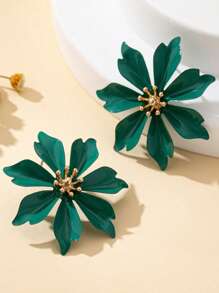 1 Pair Women Fashion Candy Color 3D Flower Drop Earrings, Elegant Long Dangle Earrings For Daily Wear & Gift