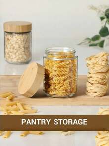 4pcs 16oz Glass Jars With Airtight Lids, Overnight Oats Containers With Bamboo Lids, Wide Mouth Mason Salad Jars, Food, Yogurt, Spice, Sugar Storage Containers - Multicolor - View 8