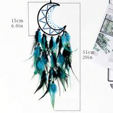 Moon  Dreamcatcher Web Hanging Dy Hand-Woven Wind Chime Feather Ornament Small Pendant - 月神部落-藍紫 - 查看 2