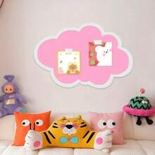 粉色云形公告板 - 聚酯毡墙面装饰，带有可爱的兔子图案，椭圆形信息和照片展示，适用于创意卧室或客厅装饰，照片展示板 | 现代公告板 | 软公告板，卧室墙壁海报