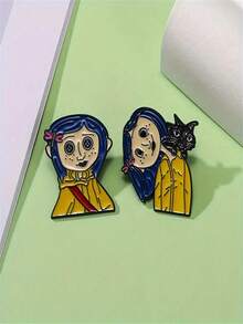 2 件套卡通电视节目珐琅胸针 - 男士嘻哈风格锌合金翻领别针、时尚衣领和包徽章办公室配饰衬衫夹克珠宝圣诞节万圣节衣服别针有趣可爱的教师礼物 - 彩色 - 查看 5