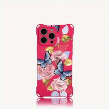 Funda para teléfono 1 pieza El diseño azul y de patrón de las cuatro esquinas se puede utilizar para colgar el teléfono, adecuado para el TPU impreso suave de 13 Pro 15 Plus 14 16 12 - Colores mixtos 1 - Ver 1
