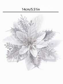 50 件圣诞树装饰（带夹子）、人造花、假圣诞花、闪光人造圣诞花、DIY 花环、家居装饰、婚礼派对、万圣节礼物、家居装饰、礼品包装节日派对装饰、圣诞节/节日/季节性/婚礼圣诞树装饰、闪亮冬季灌木装饰 - 彩色 - 查看 13