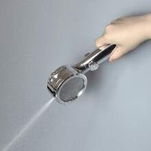 Handheld Shower Head, Adjustable In 4 Modes, With Water Stop Button, ABS Material, Silver