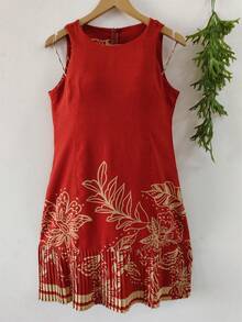 Plain  Dress With Fake - Lace Orange - View 1