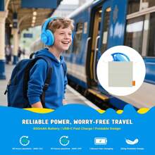 Qearfun Słuchawki z redukcją szumów dla dzieci, słuchawki bezprzewodowe, Bluetooth 5.3, głośność 74/85/94 dB, prawdziwa bateria 40H, szybkie ładowanie przez USB typu C, wbudowany mikrofon do szkolnego samolotu, różowo-niebieskie