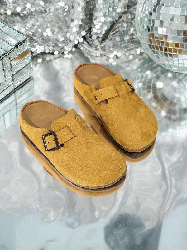 Thick Sole Head Soft Cork Slip-On Mules, Retro Casual Closed Toe Slippers For Summer, Students