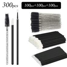 300/150pcs Disposable Makeup Brush Set - Eyelash Brush, Lip Brush, Eyelash Microswabs, Travel-Friendly Beauty Tools, Professional Cosmetic Kit, Eyelash Extension Tools Kit, For Women Face & Eyes, For Making Up Supply, For Mascara, Eye Shadow, Lipstick, Black, Pink