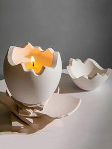 Khuôn silicon đựng nến thơm hình vỏ trứng tự làm, đồ trang trí quà tặng thủ công, khuôn hộp đựng trứng bằng nhựa thạch cao - trắng - Xem 1