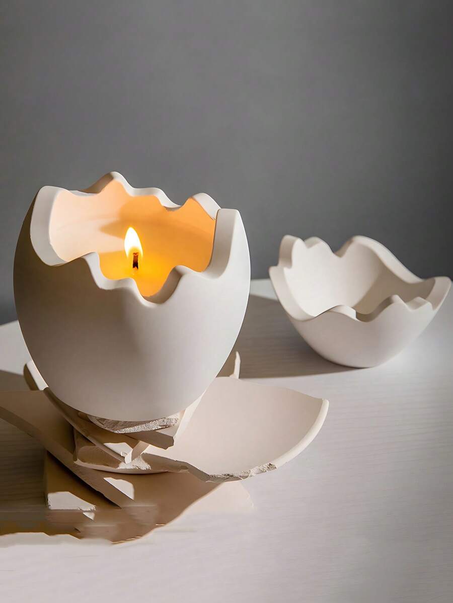 Khuôn silicon đựng nến thơm hình vỏ trứng tự làm, đồ trang trí quà tặng thủ công, khuôn hộp đựng trứng bằng nhựa thạch cao - trắng - Xem 1